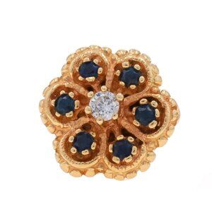 Richard Glatter Diamond Sapphire Vintage Slide Charm - Yellow Gold 14k .41ctw